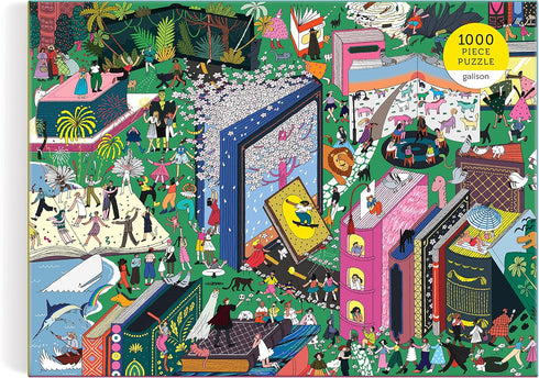 Galison Book World 1000 Piece Puzzle - Fun Activity with Bright Artwork of Literary Characters