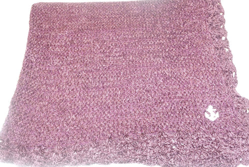 Sona Knitted Crochet Finished Dark Brown Chenille Baby Blanket with White Anchor