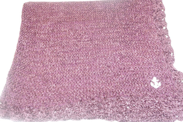 Sona Knitted Crochet Finished Dark Brown Chenille Baby Blanket with White Anchor