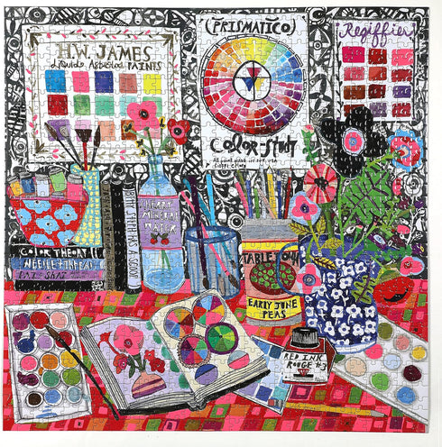 eeBoo Piece and Love Artist Studio 1000 Piece Square Jigsaw Puzzle - Sturdy Pieces for Family Activity