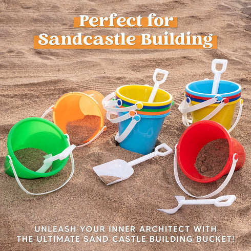 12 Sets Set Sloosh Sand Buckets with Shovels for Kids Beach Pails Toys Party Favors Pail Plastic Bucket with Handles