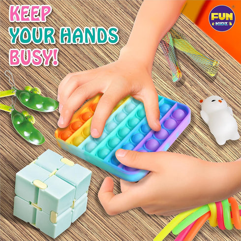 Pack Fidget Box for Girls Boys, FunKidz Mystery Sensory Fidget Toys for Stress Relief Kids Party Favors Gift Classroom