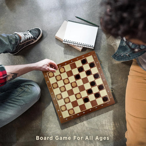 15-Inch Magnetic Chess Set - 2 in 1 Chess and Checkers Board Game for Adults and Kids, Tournament Chessboard