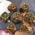 Metal Skull Dice Set, Hollow Multi-Sided Dungeons & Dragons Dice, 7CPS Role-playing Dice Set, Ancient Bronze