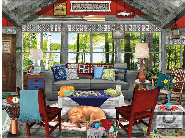 Ceaco Tracy Flickinger Lake Cabin Oversized 300 Piece Jigsaw Puzzle, 24 x 18