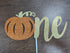 Glitter Pumpkin One Cake Topper - Little Pumpkin 1st Birthday Decorations for Fall