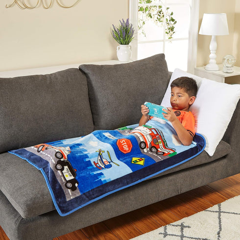 30" 40" EVERYDAY KIDS Toddler Throw Blanket - by - Fire and Police Rescue - Super Soft, Plush, Warm and Comfortable
