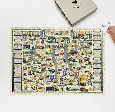 1000 Piece Adult Jigsaw Puzzle | 1962 | Finger Lakes Region of Central New York | Handmade Puzzle Game