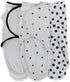 Set 3 Pack 0-3 Ely's & Co. Adjustable Swaddle Blanket Infant Baby Wrap Grey and Black Months