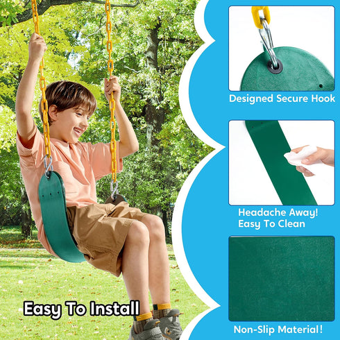 66 Set TURFEE Heavy Duty Swing Seat Green Color with Chain, Swing Accessories Replacement with Snap Hooks for Kids