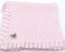 Bubu Knitted Crochet Finished Pink Cotton White Trim Baby Blanket With Brown Dog