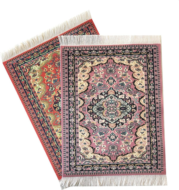 Set of 2 Dollhouse Area Rugs Miniature Carpet Accessories for Doll Houses,