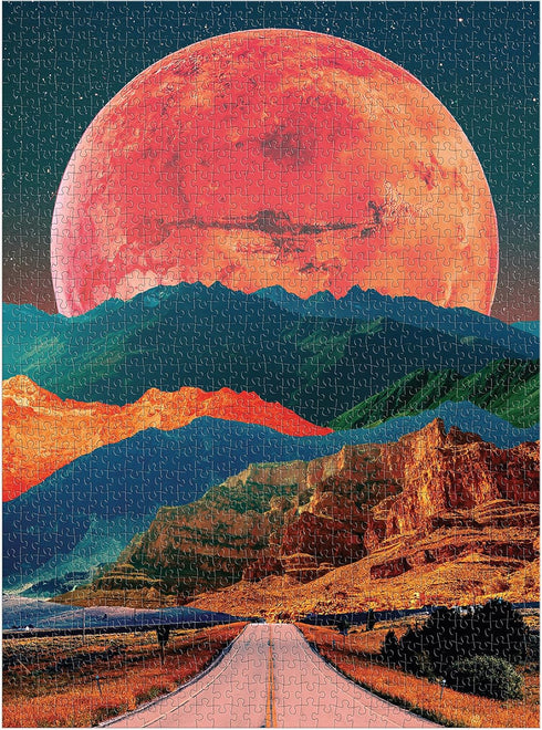 Galison Cosmic Highway – 1000 Piece Puzzle with Bright Artwork of Surreal Landscapes for Adults and Families