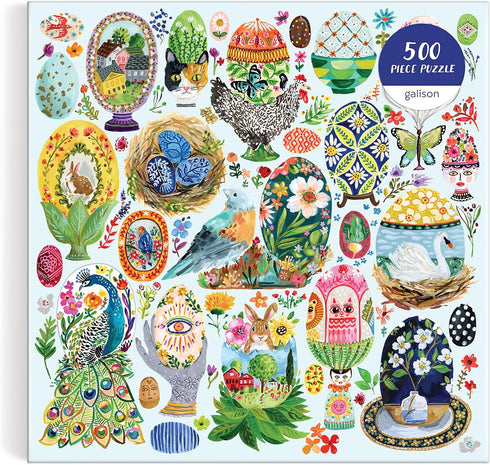 Galison Artisanal Eggs – 500 Piece Puzzle with Bright Artwork of Beautifully Painted Eggs for Adults and Families