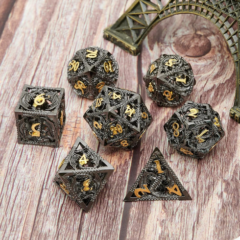 DND Dice Set, Metal Polyhedral Dice Gift for Role Playing, D20 Hollow Dice Set for DND RPG MTG Table Games