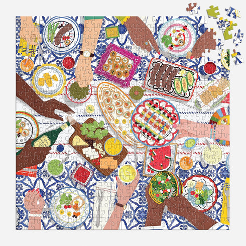 Galison Gather Together – 500 Piece Puzzle with Bright Artwork of Mediterranean Vignette for Adults and Families