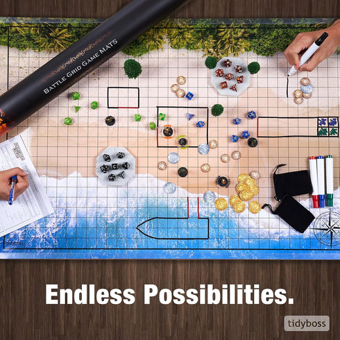 Set 2 4 24x 36 Tidyboss d&d Starter | X Double Sides Terrains Game Grid Mat | DND Accessories Includes Dry Erase