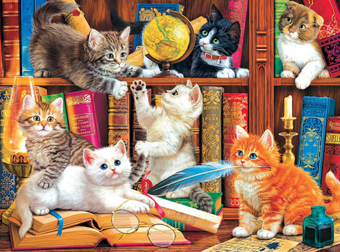 RoseArt - Fancy Cats - 750 Piece Jigsaw Puzzle for Adults - Library Mischief
