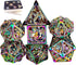 Dice Set Metal DND Unique Dragon Dice Dungeons and Dragons Dice Set Gifts Hollow Polyhedral 7CPS Role Playing Dice Set with Gift Box Suitable for D&D Table Play Cards Games PRG MTG(Dragon_Colorful)