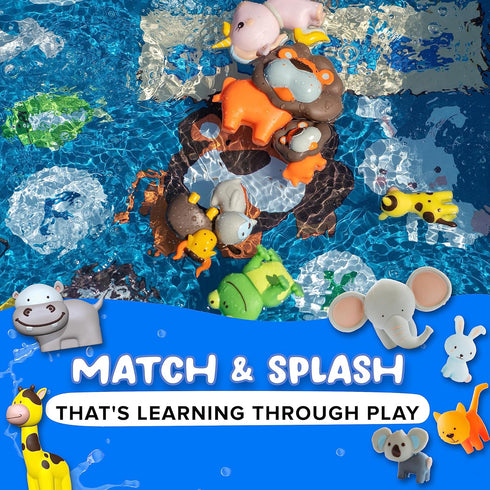 14 Set Set 1 3 6 12 18 SplashEZ Mold Free Animals Bath Toys, No Hole Bath Toys for Toddlers, Bathtub Animals for Kids