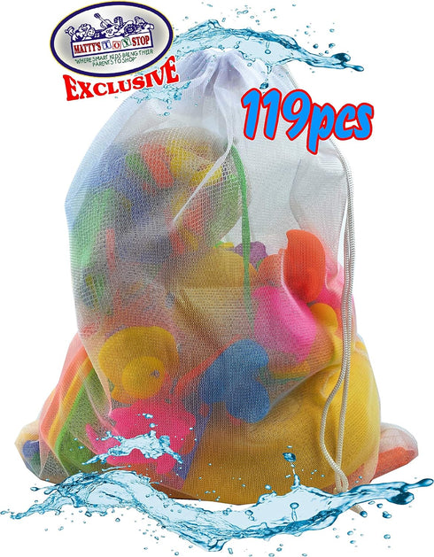 119pcs Set Mtty's Toy Stop Ultimate Bath Toys Featuring Giant Rubber Duck, Bath Stickers, Mirrors, Crayons, Sponge