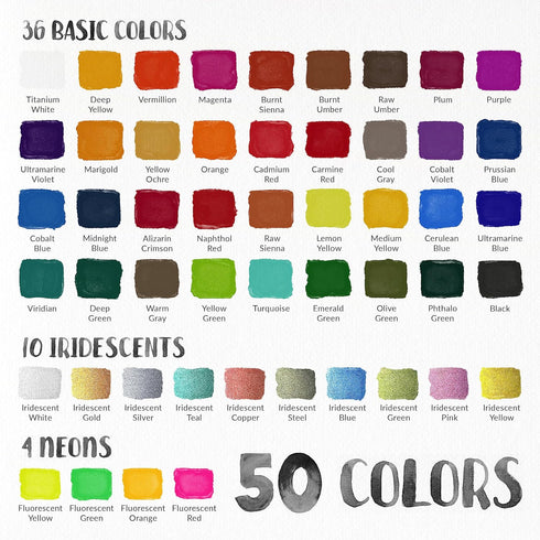 Watercolor Paint Set - 50 Travel Watercolors, Paint for Adults, Kids, Beginners, Palette with Paper, Brush, Art Supplies