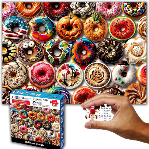 Think2Master Donuts 500 Pieces Jigsaw Puzzle, Perfect Gag Gift for Teens, Seniors & Families (26.8” x 18.9”)