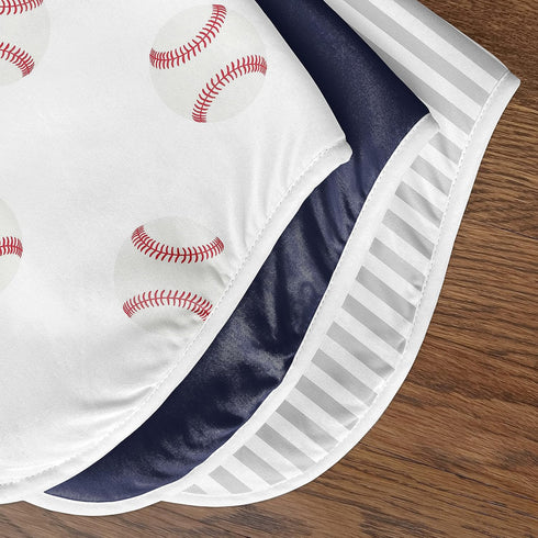3 Pack Set Sweet Jojo Designs Baseball Sports Baby Boy Absorbent Burp Cloths for Infant Newborn - Red and White