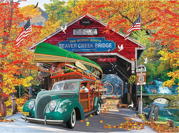 RoseArt Kodak Premium Cork - Covered Bridge - 1000 Piece Jigsaw Puzzle for Adults