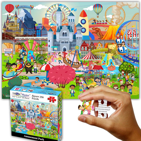 Think2Master 250 Pieces Amusement Park Jigsaw Puzzle - Fun Educational Toy for Kids, Great Gift for Ages 8+