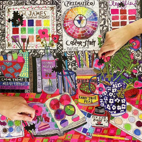 eeBoo Piece and Love Artist Studio 1000 Piece Square Jigsaw Puzzle - Sturdy Pieces for Family Activity