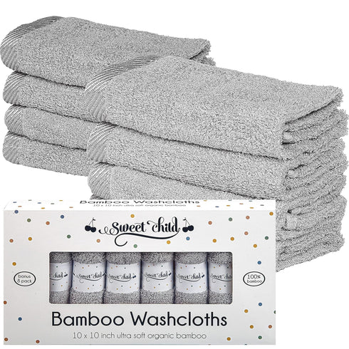 Sweet Child 8-Pack Baby Washcloths - Super Soft Rayon Cloths for Newborns, Infants, Kids, Bath Towels