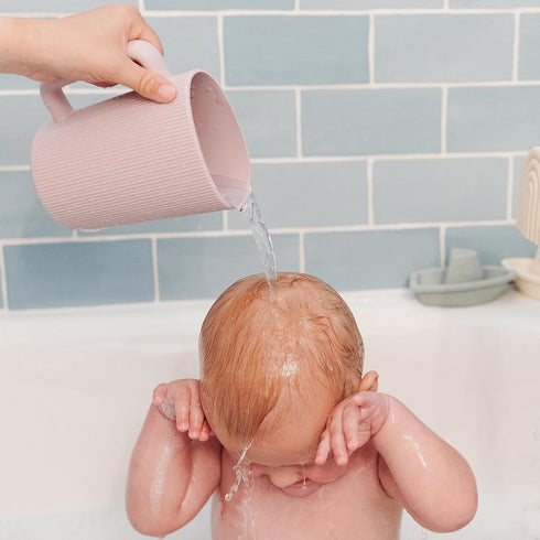 mushie Baby Bath Rinse Cup, 100% Food Grade Silicone Wash Rinser Cup for Kids (Natural)
