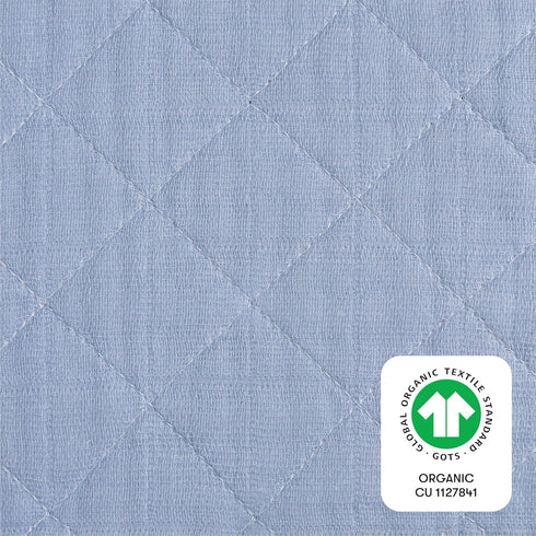 Babyletto 100% Organic Cotton Quilted Changing Pad Cover, GOTS-Certified, Fitted 360°, Ultra-Soft Muslin - Dewdrop Blue