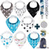 Dodo Babies Bandana Drool Bib Set, Eight 100% Cotton Bibs with Soft Lining, 2 Pacifier Clips, Blue Gift Bag
