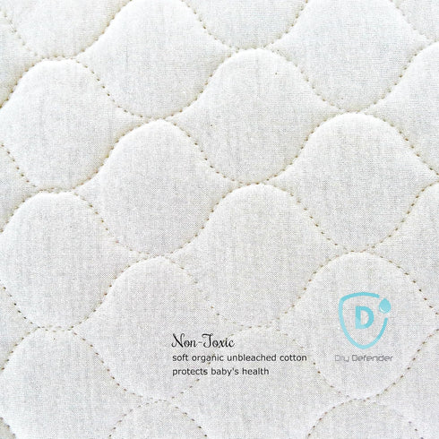 Organic, Waterproof Natural Quilted Fitted Portable/Mini Crib Pad Cover