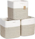 NaturalCozy Storage Cubes 11 Inch Cotton Rope Woven Baskets for Organizing, 3-Pack