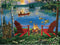 550 Piece Jigsaw Puzzle for Adults: Adirondack Chairs and FIRE by J. Charles, 24X18 Country Life