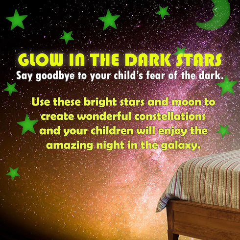 201 Pcs Ultra Glow in The Dark Stars with Bonus Large Moon Stickers Set, Luminous Different Sizes Fluorescent Stars