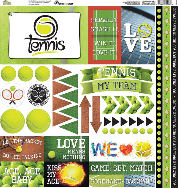 Tennis Elements Stickers 12"X12" by Reminisce