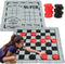 3-in-1 Vintage Giant Checkers and Tic Tac Toe Game with Reversible Mat, 24 Chips for Family Fun