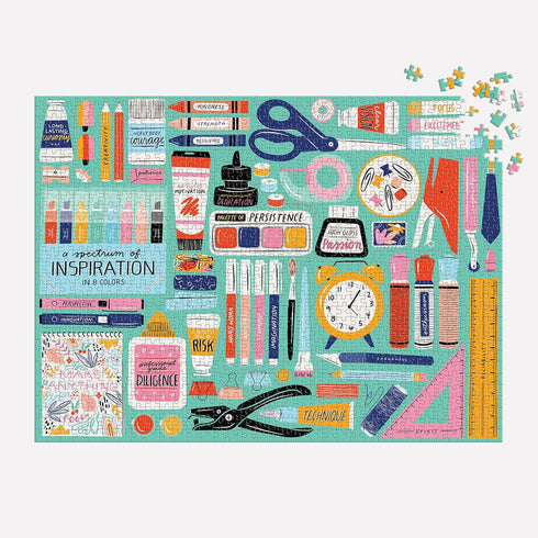Galison Tools for Creative Business - 1000 Piece Puzzle - Bright Artwork of Inspirational Supplies