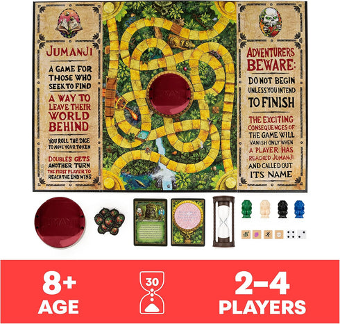 Jumanji The Game, The Classic Scary Adventure Family Board Game Based on The Action-Comedy Movie, for Kids and Adults Ages 8 & up