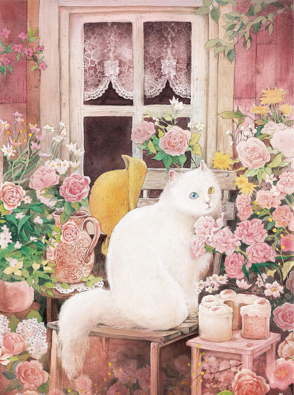 Pintoo Jigsaw Puzzles 1200 Piece - Jina, A Cat in The Rose Garden, Beautiful Plastic Puzzle for Home Decor
