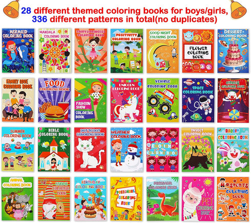 28Pcs Small Coloring Books for Kids Bulk: Holiday Mini Stockings Stuffers Goodie Bags Fillers for Christmas, Back