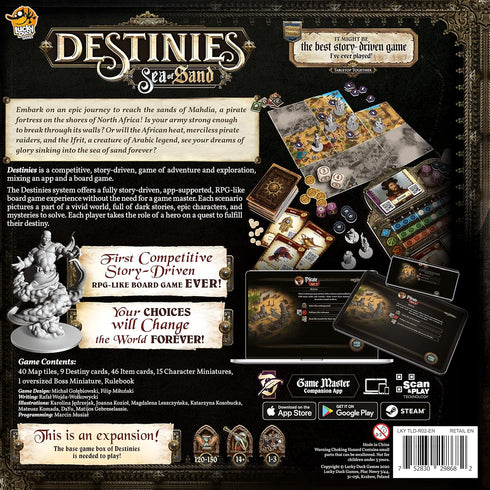 Immersive 14+, 1-3 120-150 Destinies Sea of Sand Board Game Expansion - Storytelling and Adventure for Tabletop