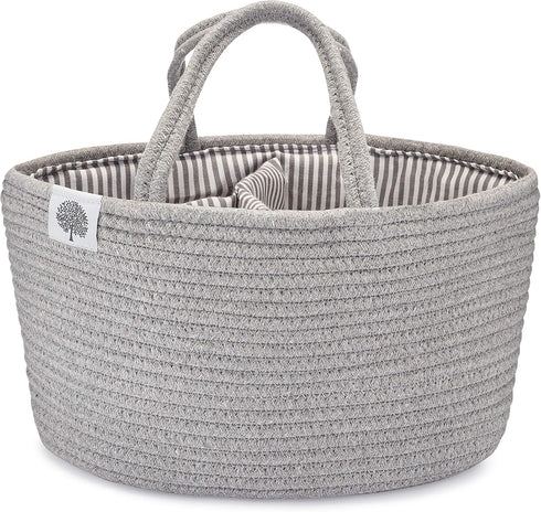 Parker Baby Rope Diaper Caddy Organizer - Nursery Storage Bin and Car
