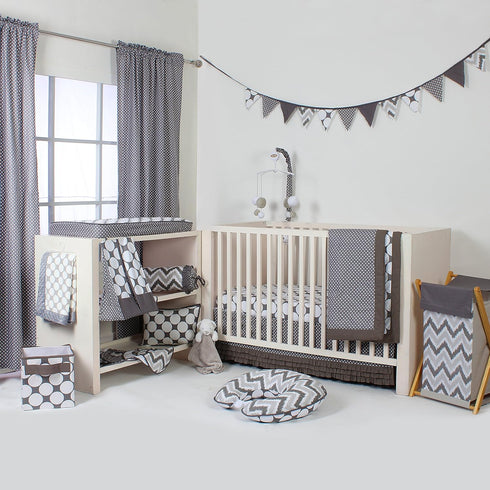 Grey Pin Dots/Zigzag Changing Pad Cover - Mix and Match Design