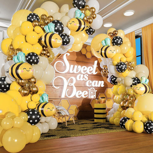 ALL-IN-1 Bee Balloons Garland Kit & Arch - Black Yellow and White Bumble Bee Balloons for Gender Reveal Party Supplies