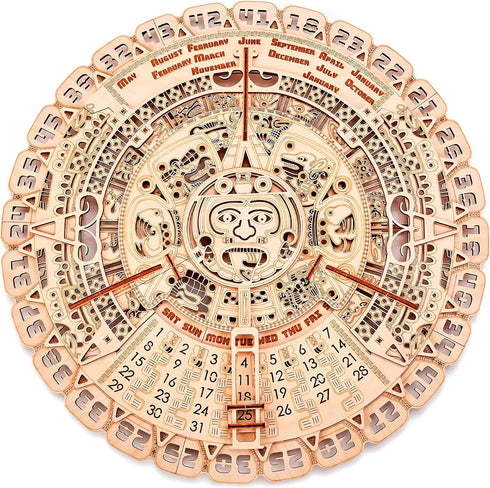 Wood Trick Mayan Wall Calendar, 3D Wooden Puzzles for Adults and Kids to Build, 16" Wooden Model Kit